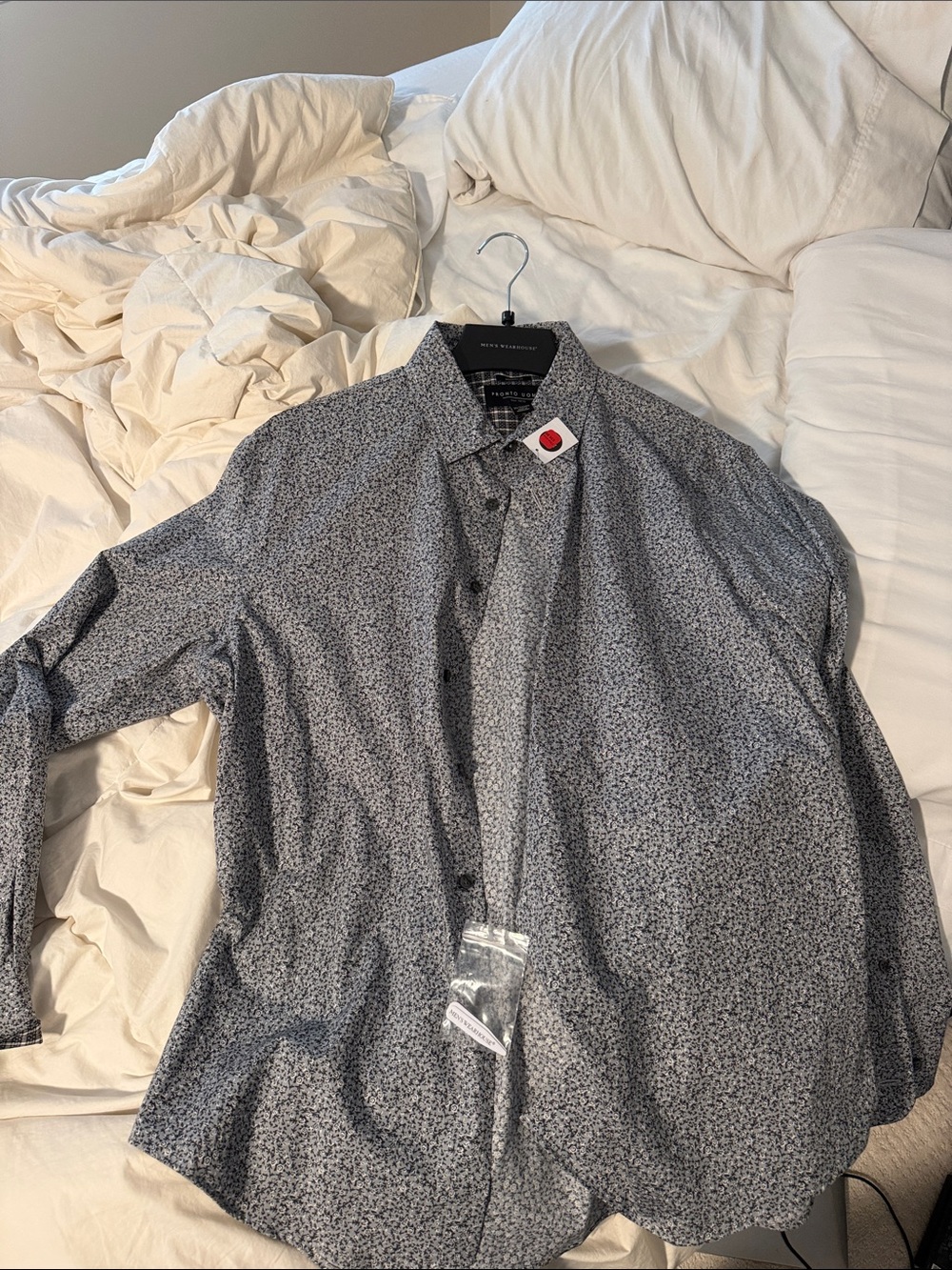 Banana Republic Men's Navy Floral Microprint Button-Down Shirt